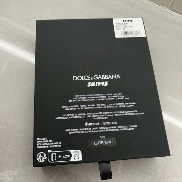 DOLCE&GABBANA X SKIMS ULTRA FINE MESH LOGO BRIEF BODYSUIT - XS *BRAND NEW* - Picture 6 of 8